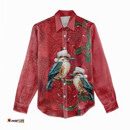 Aussie Kokaburra Waratah Christmas Women Casual Shirt Aboriginal Dots Painting LT9