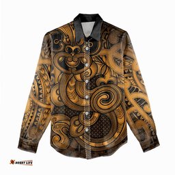 Aotearoa Maori Hei Tiki Women Casual Shirt Koura Kowhaiwhai Puhoro Motif LT9