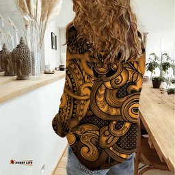 Aotearoa Maori Hei Tiki Women Casual Shirt Koura Kowhaiwhai Puhoro Motif LT9