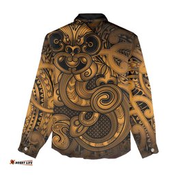 Aotearoa Maori Hei Tiki Women Casual Shirt Koura Kowhaiwhai Puhoro Motif LT9