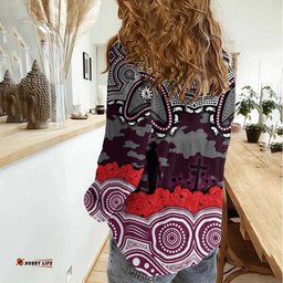 ANZAC Day Manly Warringah Sea Eagles Women Casual Shirt Military Memorial Aboriginal Indigenous Art TS04