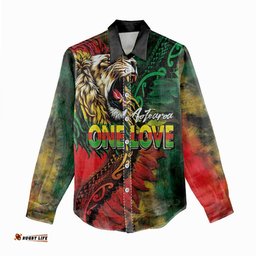 Aotearoa One Love Women Casual Shirt Reggae Lion with Kakahu Huruhuru LT03