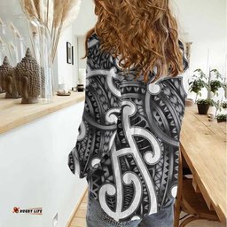 Aotearoa Maori Kowhaiwhai Women Casual Shirt Kiwikiwi Puhoro and Patiki LT9