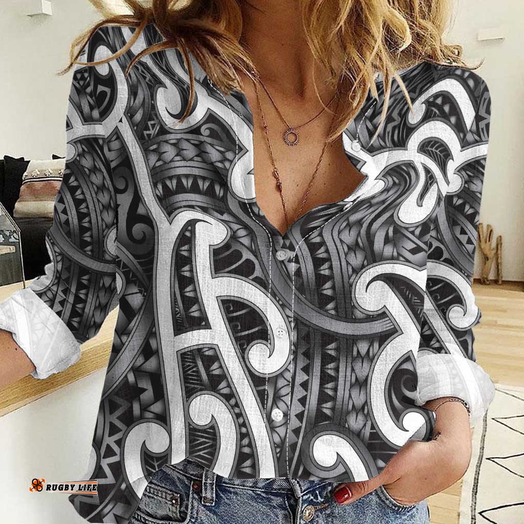 Aotearoa Maori Kowhaiwhai Women Casual Shirt Kiwikiwi Puhoro and Patiki LT9