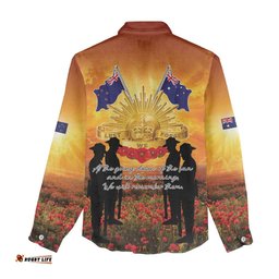 ANZAC Day Women Casual Shirt Remembrance Tribute Soldiers And Poppy Field LT05