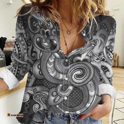 Aotearoa Maori Hei Tiki Women Casual Shirt Kiwikiwi Kowhaiwhai Puhoro Motif LT9