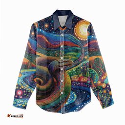 Aboriginal Dreamtime Rainbow Serpent Women Casual Shirt LT9