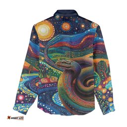 Aboriginal Dreamtime Rainbow Serpent Women Casual Shirt LT9