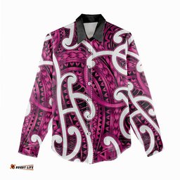 Aotearoa Maori Kowhaiwhai Women Casual Shirt Mawhero Puhoro and Patiki LT9