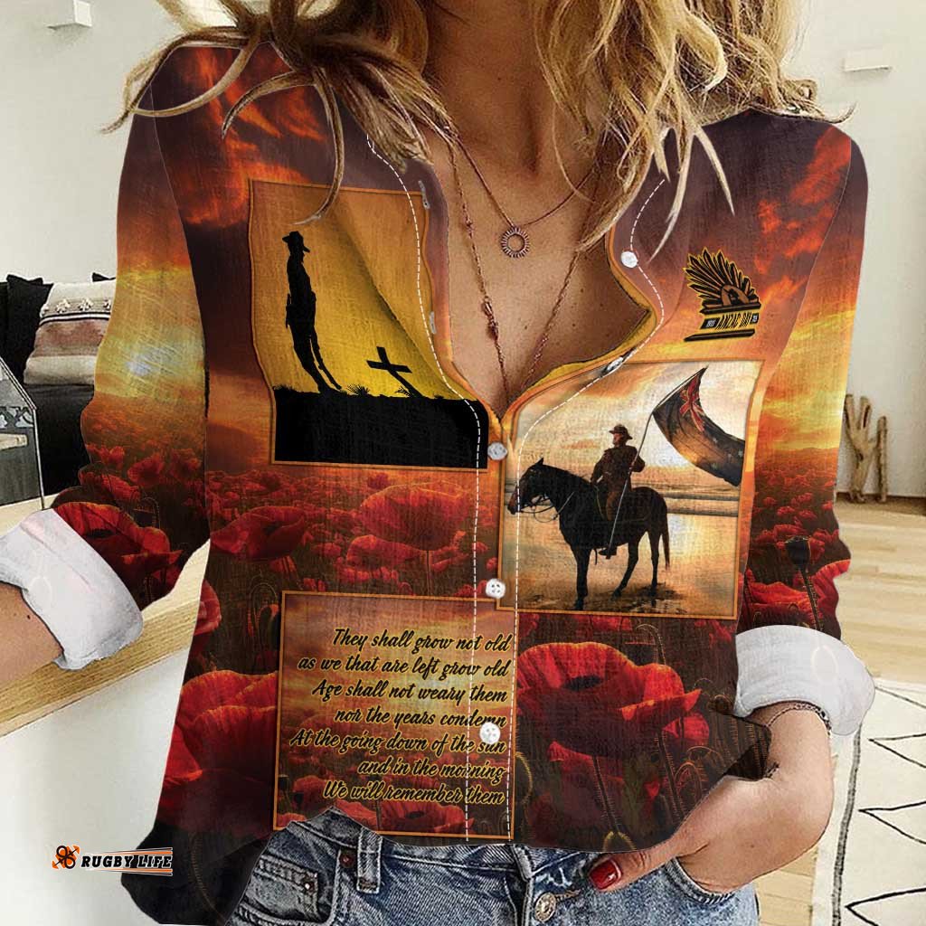 ANZAC Day Film Reel Lest We Forget Women Casual Shirt Australia NZ Memorial LT9