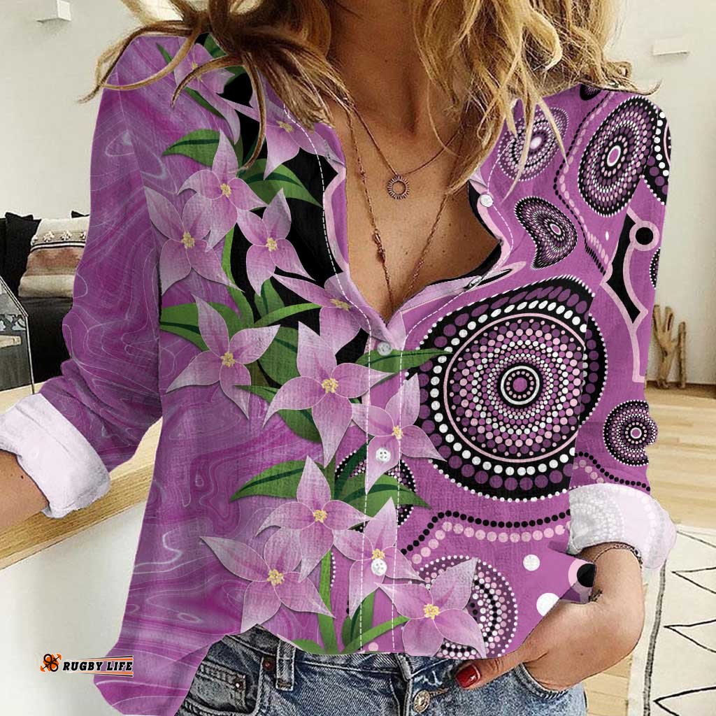 Australia Boronia Women Casual Shirt Aussie Native Flowers Indigenous Art LT14