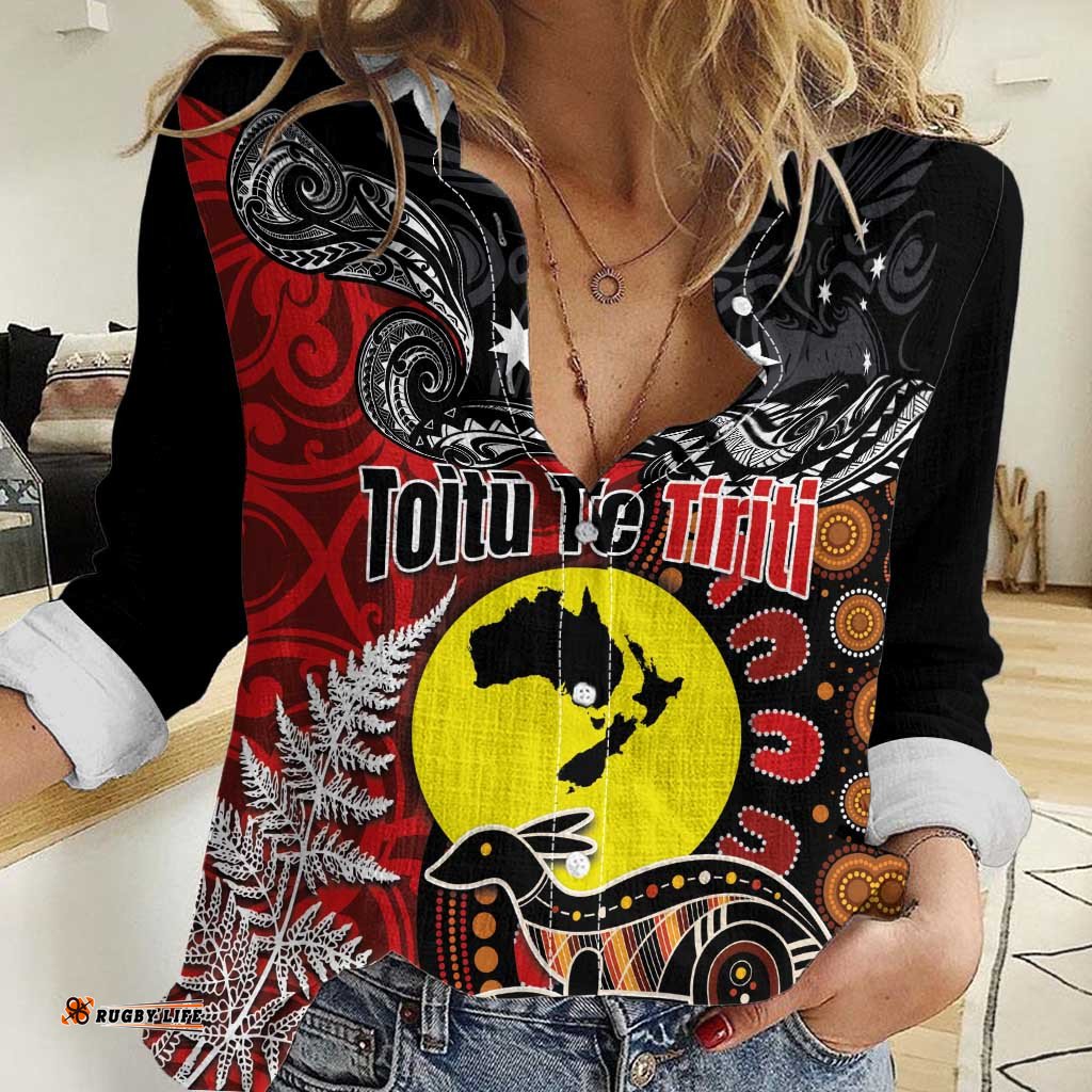 Aotearoa and Australia Toitu Te Tiriti Women Casual Shirt Honour the Treaty - Te Tiriti Is Us LT03