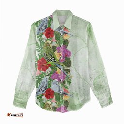 Aussie Budgies Blue And Green Tropical Birds Women Casual Shirt LT9
