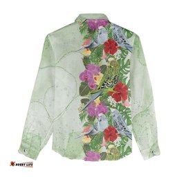Aussie Budgies Blue And Green Tropical Birds Women Casual Shirt LT9