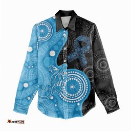 Australia Autism Awareness Month Women Casual Shirt Indigenous Lizard With Blue Ribbon LT14
