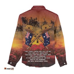 ANZAC Day Lest We Forget Women Casual Shirt Australian Veterans Remembrance Tribute LT18