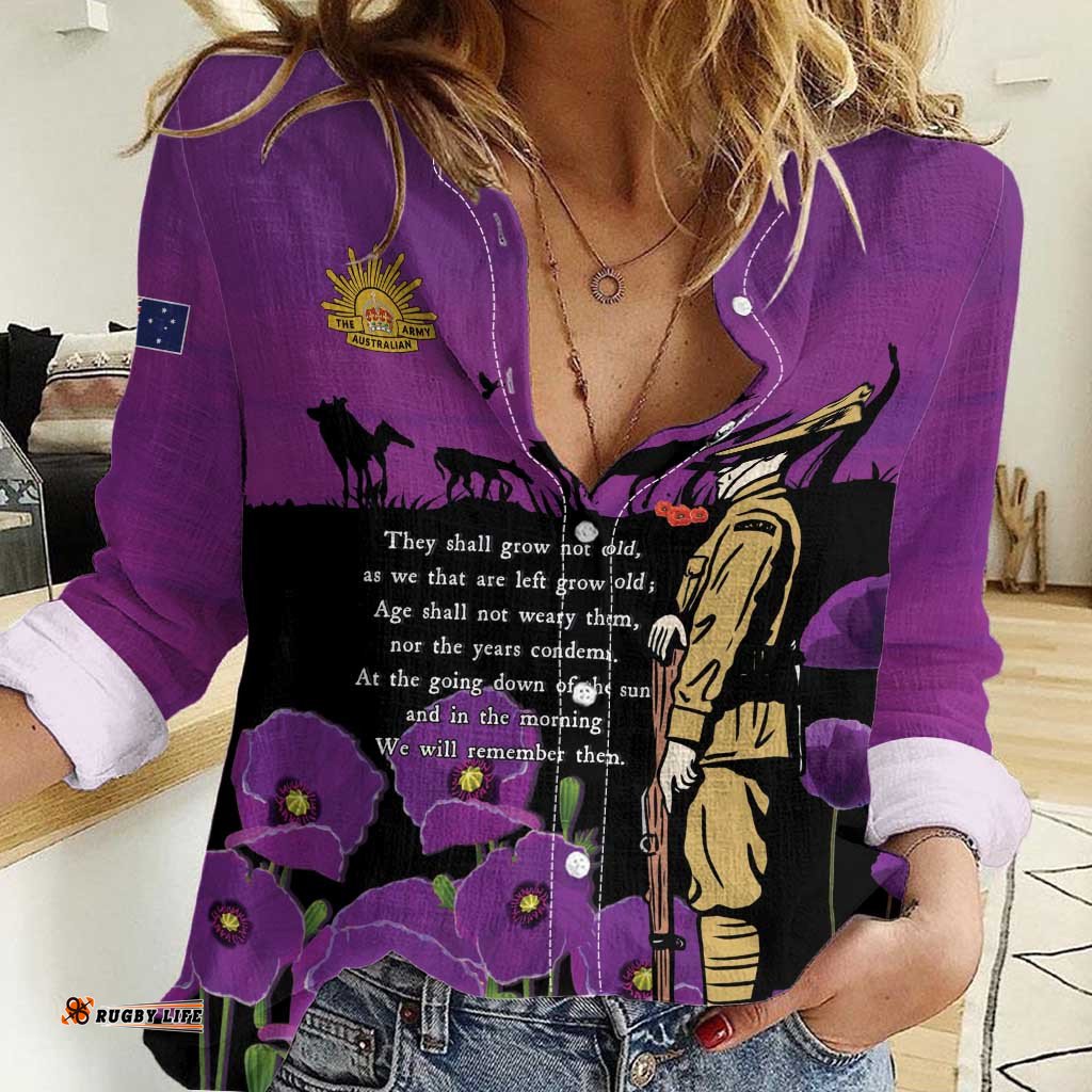 ANZAC Soldier and War Animals Women Casual Shirt We Will Remember Them LT15