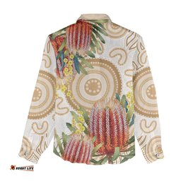 Australia Banksia Women Casual Shirt Aussie Native Flowers Indigenous Art LT14