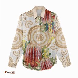 Australia Banksia Women Casual Shirt Aussie Native Flowers Indigenous Art LT14