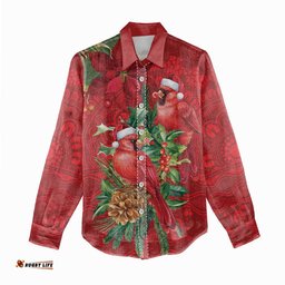 Aussie Red Cardinal Women Casual Shirt Aboriginal Inspired Christmas LT9