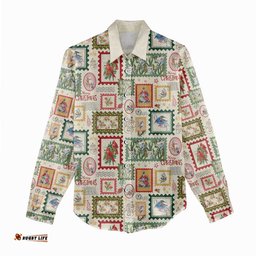 Aussie Birds Christmas La La Land Women Casual Shirt Beige Vintage Stamp Edition LT9