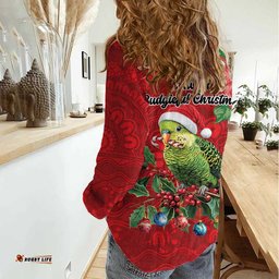 Aussie Green Budgerigar Women Casual Shirt Aboriginal Inspired Christmas LT9