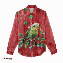 Aussie Green Budgerigar Women Casual Shirt Aboriginal Inspired Christmas LT9