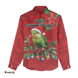 Aussie Green Budgerigar Women Casual Shirt Aboriginal Inspired Christmas LT9