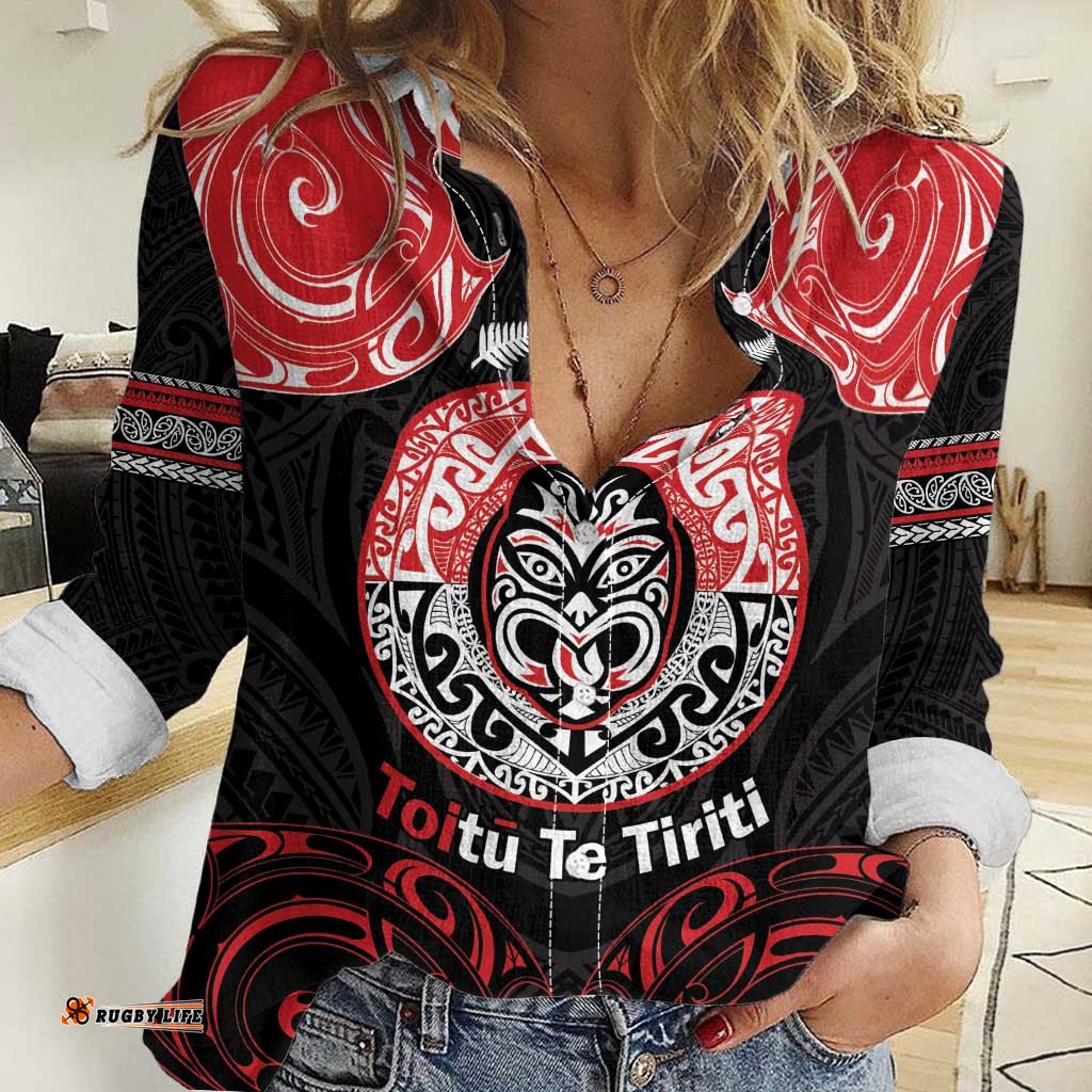 Aotearoa Toitu Te Tiriti Women Casual Shirt Haka Tiki Honour The Treaty LT14
