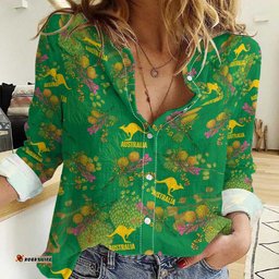 Australia Billy Buttons Women Casual Shirt Aussie Pycnosorus Kangaroo Seamless Style LT14