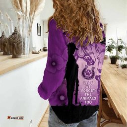 Australia Animals ANZAC Day Women Casual Shirt Lest We Forget The Animals Too Purple Poppy LT14