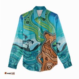 Aussie Aurora Borealis Aboriginal Art Women Casual Shirt LT7