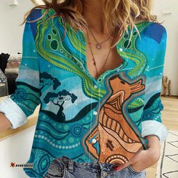 Aussie Aurora Borealis Aboriginal Art Women Casual Shirt LT7