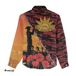 ANZAC Lest We Forget Women Casual Shirt Australian Army Poppy Tribute LT15