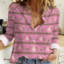 Australia Pink Galah Christmas Women Casual Shirt Eolophus Roseicapilla Bottlebrush Seamless LT14