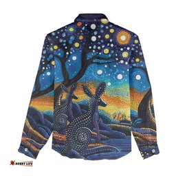 Australian Night Sky Landscape Women Casual Shirt Aboriginal Dreamtime Story LT9