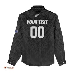 Custom Football New Zealand Women Casual Shirt Aotearoa United Black Version LT01