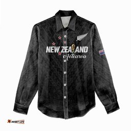 Custom Football New Zealand Women Casual Shirt Aotearoa United Black Version LT01