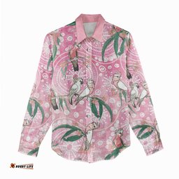 Australia Galah Aboriginal Women Casual Shirt Breast Cancer Awareness LT7