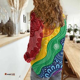 Australia First Nation LGBTQ+ Women Casual Shirt Aboriginal Rainbow Flag LT7