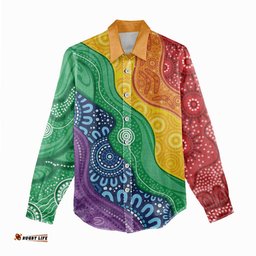 Australia First Nation LGBTQ+ Women Casual Shirt Aboriginal Rainbow Flag LT7