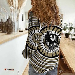 Collingwood Football Club Women Casual Shirt Indigenous Monochrome Dot Art Mascot Style TS04