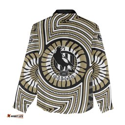 Collingwood Football Club Women Casual Shirt Indigenous Monochrome Dot Art Mascot Style TS04
