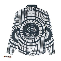 Carlton Football Club Women Casual Shirt Indigenous Monochrome Dot Art Mascot Style TS04