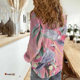 Australia Breast Cancer Awareness Women Casual Shirt Pink Galah with Eucalyptus Flowers LT7