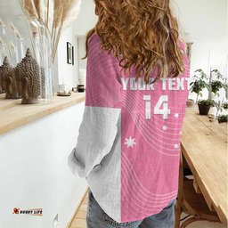 Custom Bowls Australia Breast Cancer Women Casual Shirt Pink Ribbon Aussie Map With Kangaroo Emu LT14