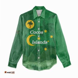 Australia Cocos Keeling Islands Women Casual Shirt Southern Cross Palm Tree Pattern LT14