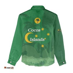 Australia Cocos Keeling Islands Women Casual Shirt Southern Cross Palm Tree Pattern LT14