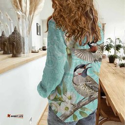 Australia Red Wattlebird Women Casual Shirt Eucalyptus Alba Indigenous Art LT14
