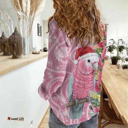 Australia Pink Galah Christmas Women Casual Shirt Falalalala Galalah Bottlebrush Aboriginal Art LT14